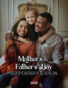 African-American parents with their adopted child of European descent and the title 